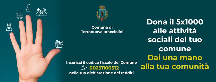 5 x mille al Comune, donati oltre tre mila euro al Comune di Terranuova