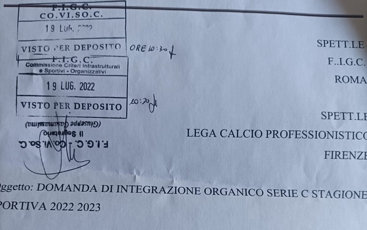 S.S. Arezzo ha depositato a Roma la documentazione per il ripescaggio