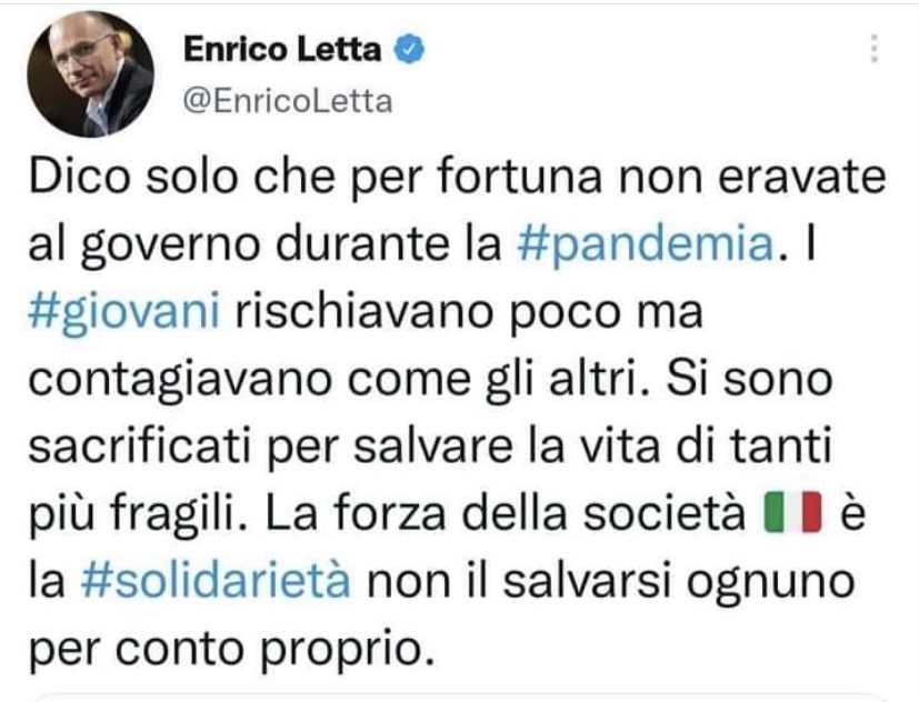 Caro Letta, almeno si avesse il coraggio di chiedere scusa