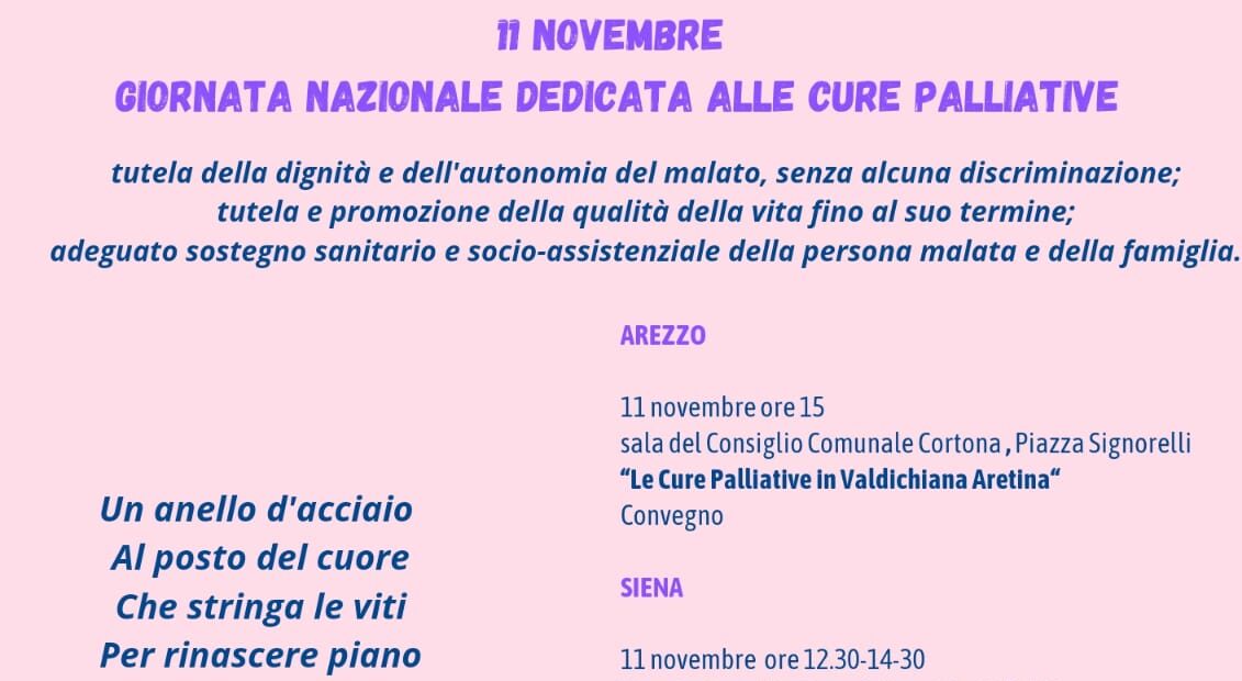 Giornata nazionale dedicata alle cure palliative: le iniziative della Asl Toscana Sud Est
