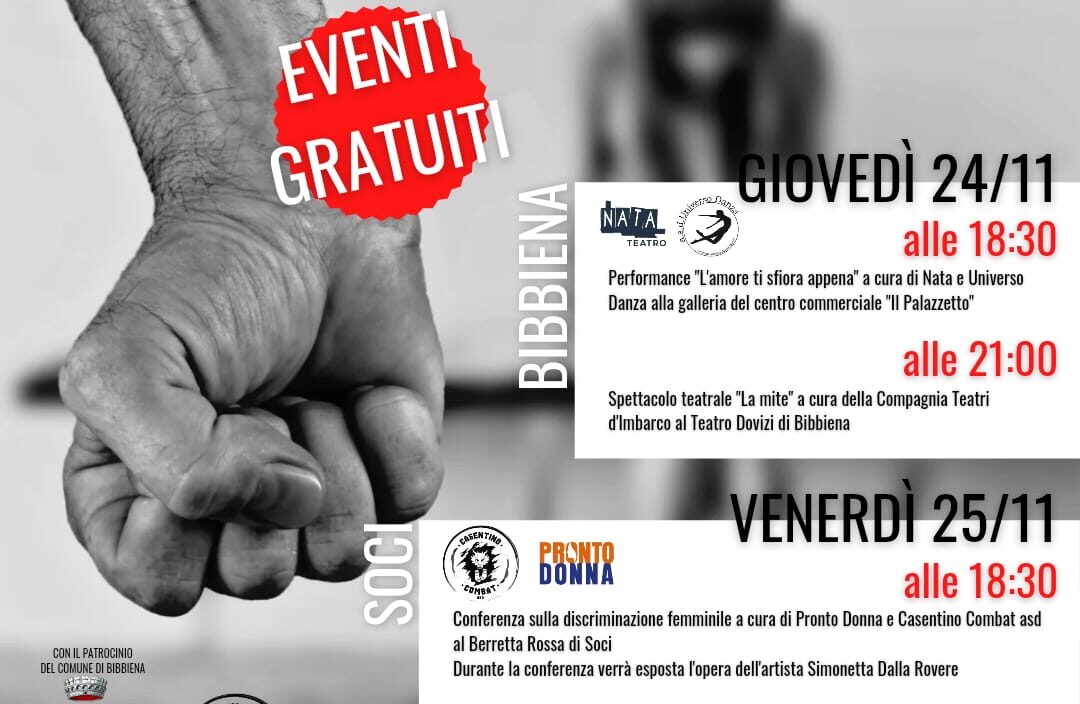 Bibbiena: le iniziative per la Giornata internazionale contro la violenza sulle donne