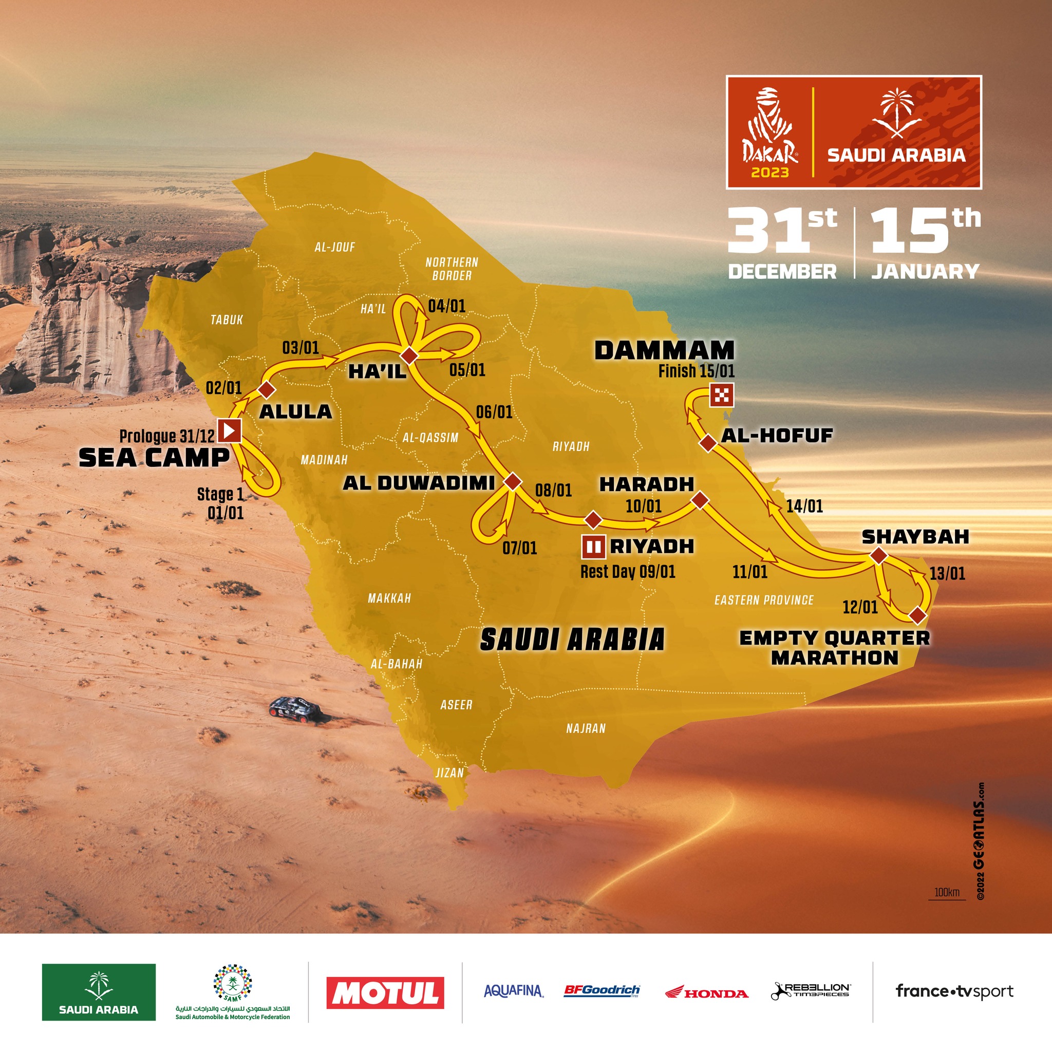 Dakar 2023 in Arabia Saudita. Tra i partenti anche un team tutto aretino a partire dal pilota