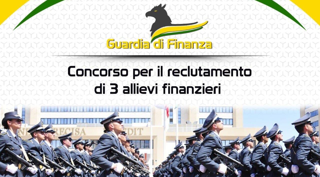 Guardia Finanza: concorso per il reclutamento di 3 allievi finanzieri