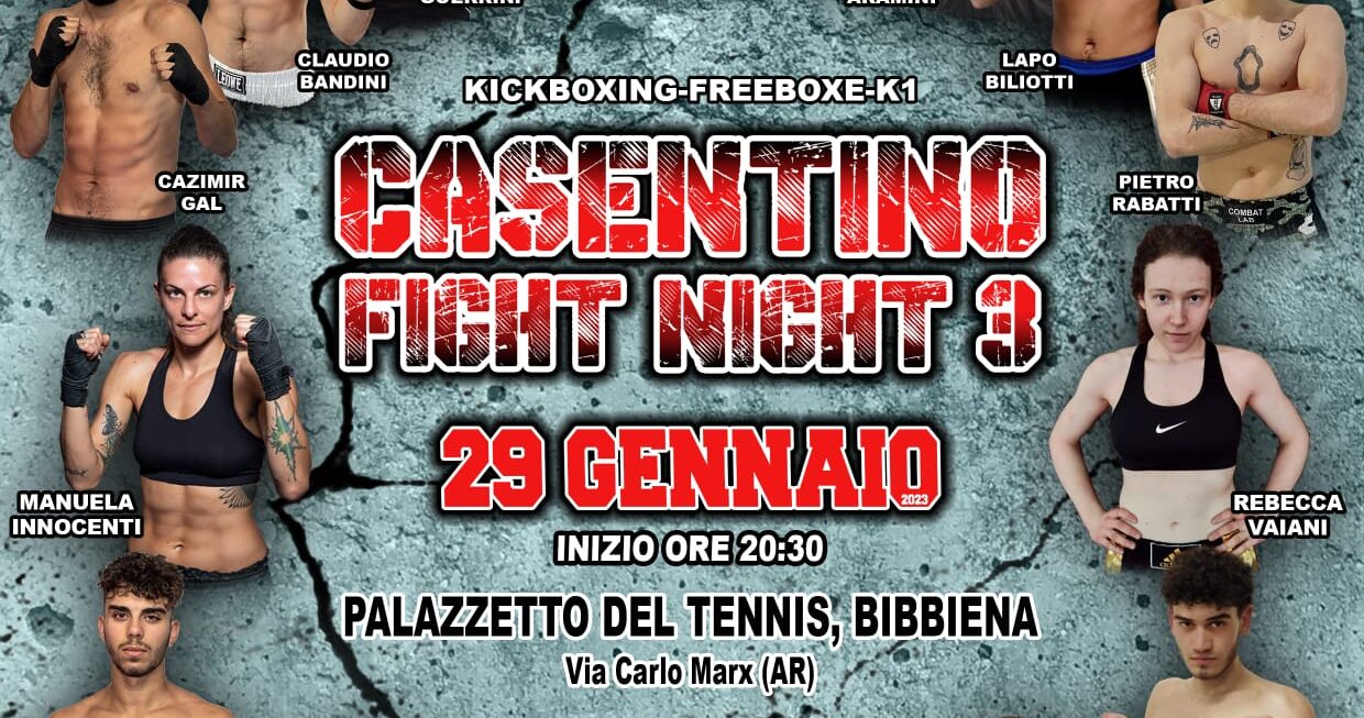 “Casentino Fight Night” torna al palazzetto del Tennis di Bibbiena