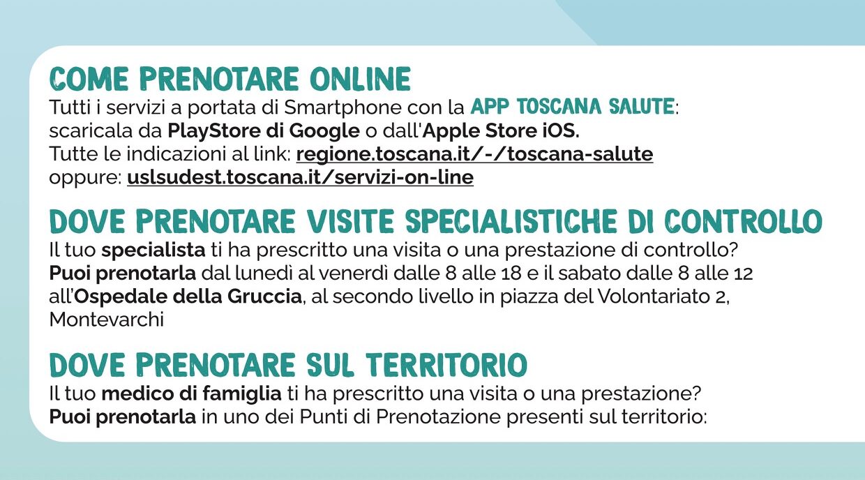 Dal 13 marzo si ampliano gli orari dei Cup territoriali di Montevarchi e San Giovanni Valdarno